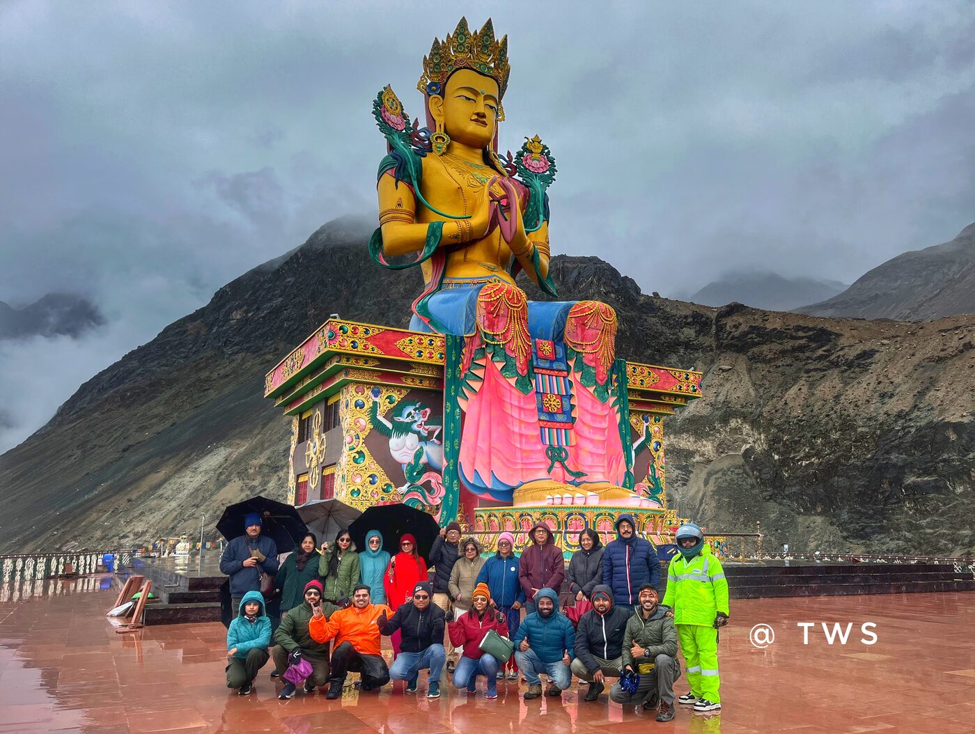 Group at the Maitreya Buddha statue, Diskit